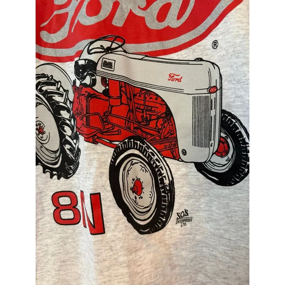 Vintage Ford Tractor shirt 8N farmer 80s single stitch gray Agriculture NWT L